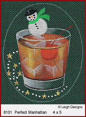 click here to view larger image of Christmas Cocktails - Perfect Manhattan (hand painted canvases)