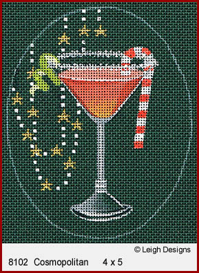 click here to view larger image of Christmas Cocktails - Cosmopolitan (hand painted canvases)