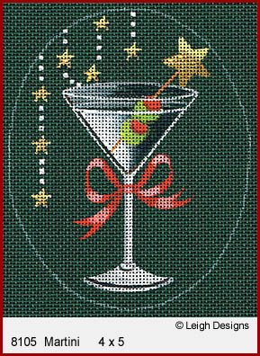 click here to view larger image of Christmas Cocktails - Martini (hand painted canvases)