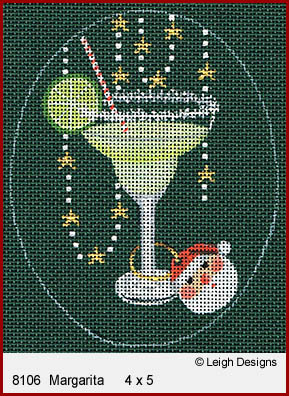 click here to view larger image of Christmas Cocktails - Margarita (hand painted canvases)