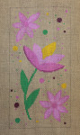 click here to view larger image of Purple and Yellow Flowers On Beige (hand painted canvases)