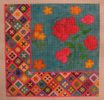 click here to view larger image of Flowers With Oaxacan Border (hand painted canvases)