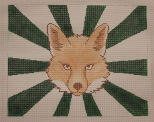 click here to view larger image of Handbag - Bronze Fox Face w/Forest Green Rays (hand painted canvases)