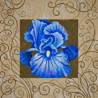 click here to view larger image of Blue Iris and Swirls (hand painted canvases)