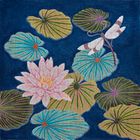 click here to view larger image of Water Lily and Dragonfly (hand painted canvases)