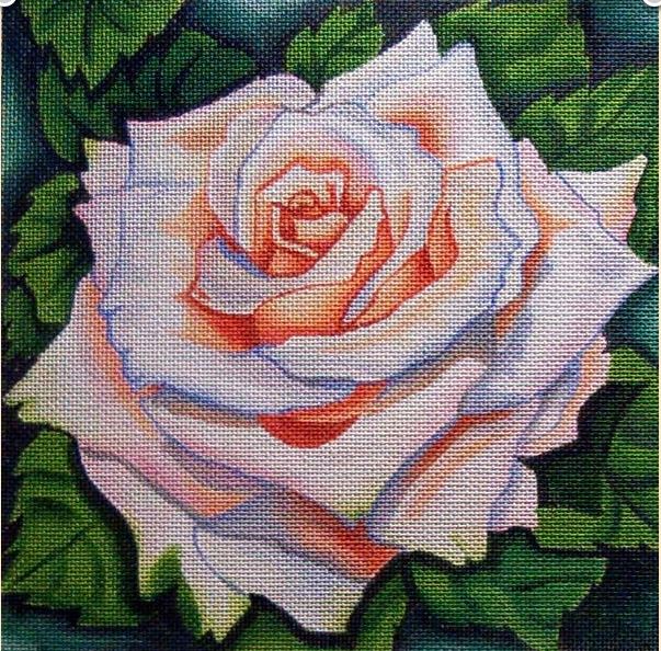 click here to view larger image of White Rose (hand painted canvases)