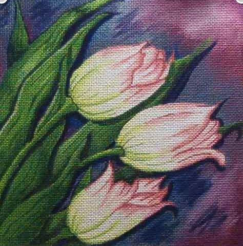 click here to view larger image of Pink Tulip (hand painted canvases)