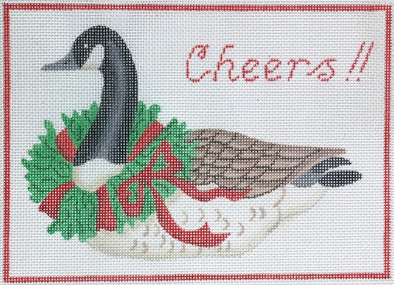 click here to view larger image of Canada Goose With Wreath and Red Ribbon (hand painted canvases 2)
