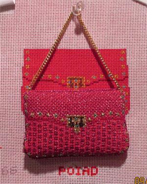 click here to view larger image of Hot Pink Mini Purse Ornament (hand painted canvases)