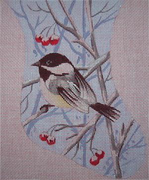 click here to view larger image of Chickadee Mini Stocking (hand painted canvases)