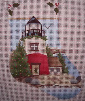 click here to view larger image of Lighthouse Mini Stocking (hand painted canvases)