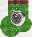 click here to view larger image of Pug Mini Sock (hand painted canvases)