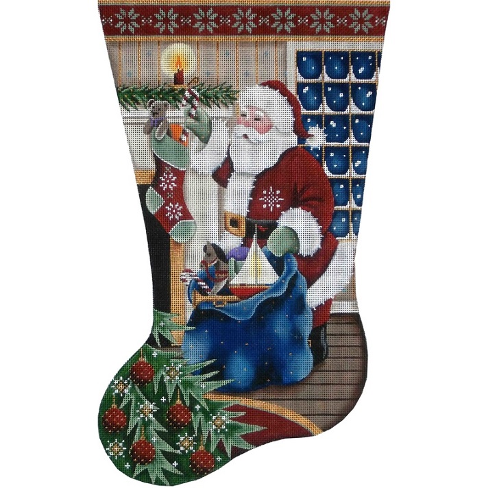 click here to view larger image of Filling Stockings Stocking - 13ct (hand painted canvases)
