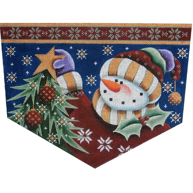 click here to view larger image of Snowman Star Stocking Cuff - 13ct (hand painted canvases)