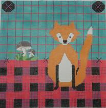click here to view larger image of Fox On Buffalo Plaid (hand painted canvases)