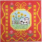 click here to view larger image of French Tile Cow (hand painted canvases)