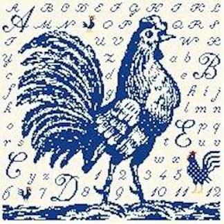 click here to view larger image of Toile Rooster - Blue (hand painted canvases)