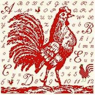 click here to view larger image of Toile Rooster - Red (hand painted canvases)