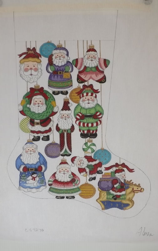 click here to view larger image of Christmas Stocking - Santa Ornaments  (hand painted canvases)