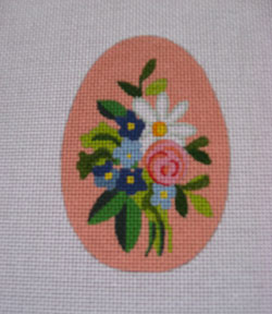 click here to view larger image of Peach Floral Egg (hand painted canvases)