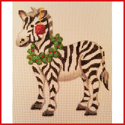 click here to view larger image of Zebra Wearing a Wreath  (hand painted canvases)