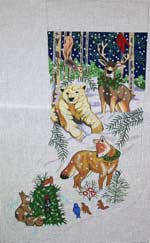 click here to view larger image of Winter Animals Stocking (Bear, Deer, Fox) (hand painted canvases)
