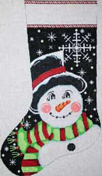 click here to view larger image of Snowflake Snowman Stocking (hand painted canvases)