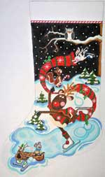 click here to view larger image of Rudolfe Lutz Stocking (hand painted canvases)