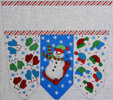 click here to view larger image of Snowman With Mittens Stocking Cuff (hand painted canvases)