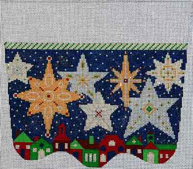 click here to view larger image of Starry Starry Night Stocking Cuff (hand painted canvases)