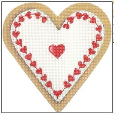 click here to view larger image of Red Hearts Cookie (hand painted canvases)