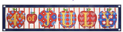 click here to view larger image of 4th of July Apples (hand painted canvases)