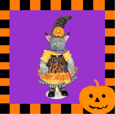 click here to view larger image of Halloween Witch Cat (hand painted canvases)