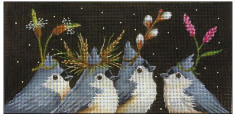 click here to view larger image of Titmouse Party (hand painted canvases)