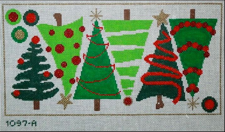 click here to view larger image of Six Christmas Trees - 18ct (hand painted canvases)