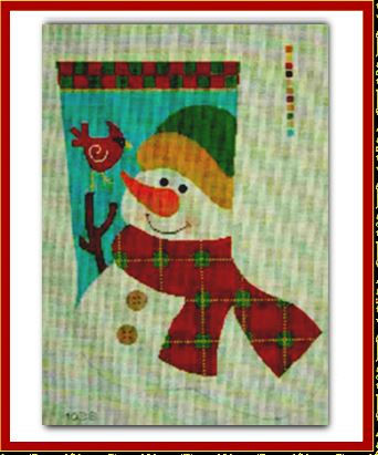 click here to view larger image of Primitive Snowman Stocking (hand painted canvases)
