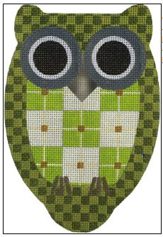 click here to view larger image of Green Plaid Front Owl (hand painted canvases)