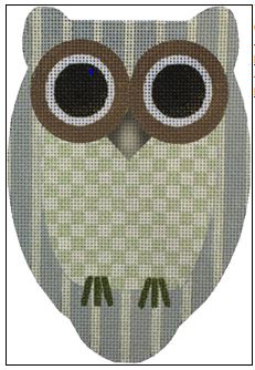 click here to view larger image of Grey Checkered Front Owl (hand painted canvases)