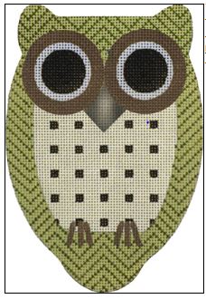 click here to view larger image of Tweedy Green Herringbone Owl (hand painted canvases)