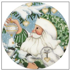 click here to view larger image of Wintergreen Santa Ornament (hand painted canvases)