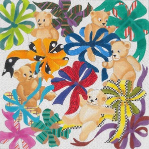 click here to view larger image of Baby Bears and Bows (hand painted canvases)