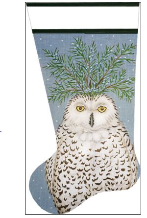 click here to view larger image of Snowy Owl Stocking (hand painted canvases)