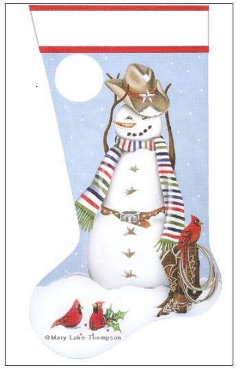 click here to view larger image of Snowmen Texas Stocking (hand painted canvases)