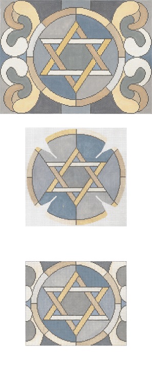 click here to view larger image of Stained Glass Circle Star Grey Tallis (hand painted canvases)