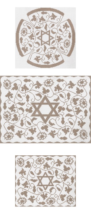 click here to view larger image of Taupe Vine Floral Yarmulke (hand painted canvases)