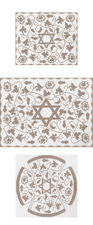 click here to view larger image of Taupe Vine Floral Tefillin (hand painted canvases)