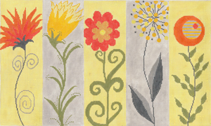 click here to view larger image of Row Of Posies, A (hand painted canvases)