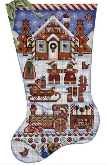 click here to view larger image of Gingerbread Magic Stocking - 13ct (hand painted canvases)