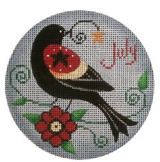 click here to view larger image of July Bird Ornament (hand painted canvases)