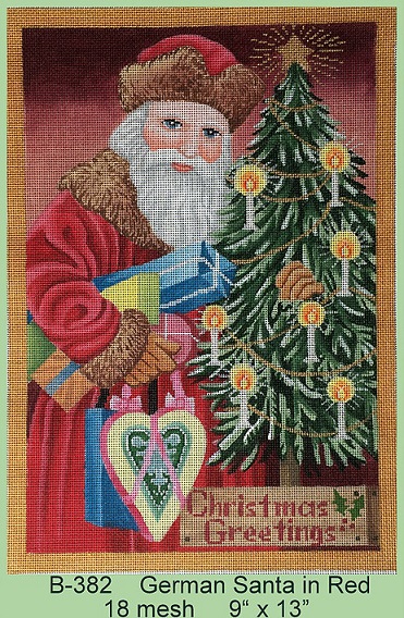 click here to view larger image of German Santa In Red (hand painted canvases)